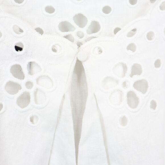 Madewell Embroidered Eyelet High Low 100% Linen Tank Top White Large NWT - Picture 8 of 9